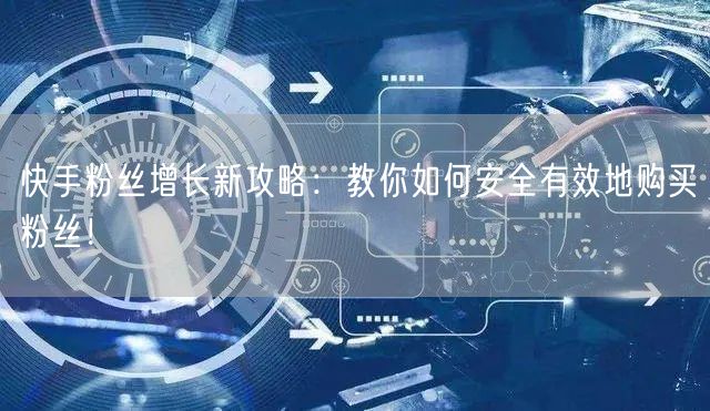 快手粉丝增长新攻略:教你如何安全有效地购买粉丝!