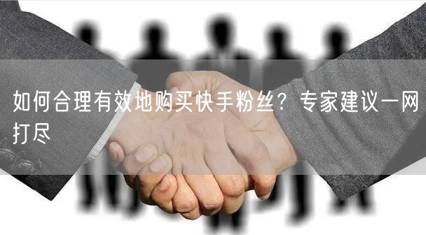 如何合理有效地购买快手粉丝?专家建议一网打尽