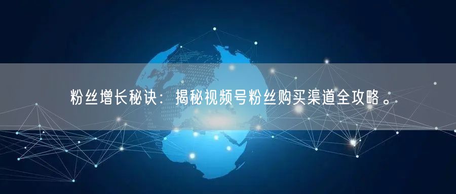 粉丝增长秘诀:揭秘视频号粉丝购买渠道全攻略。