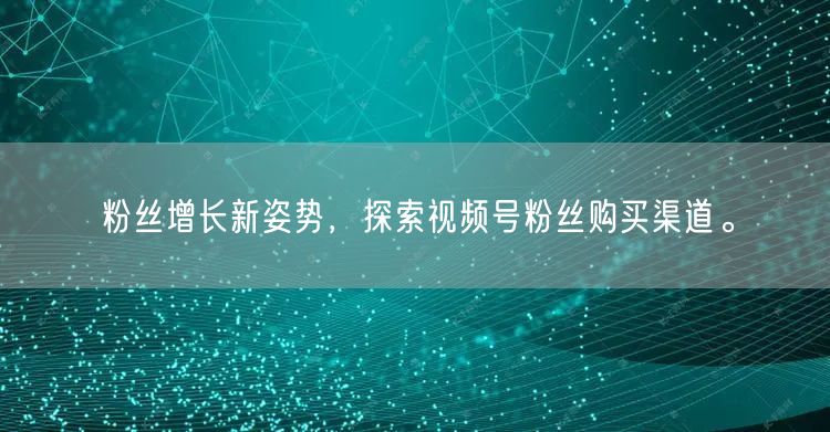 粉丝增长新姿势,探索视频号粉丝购买渠道。