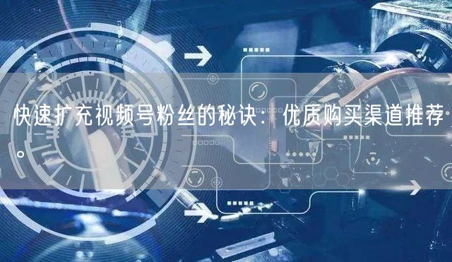 快速扩充视频号粉丝的秘诀:优质购买渠道推荐。