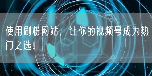 使用刷粉网站,让你的视频号成为热门之选!
